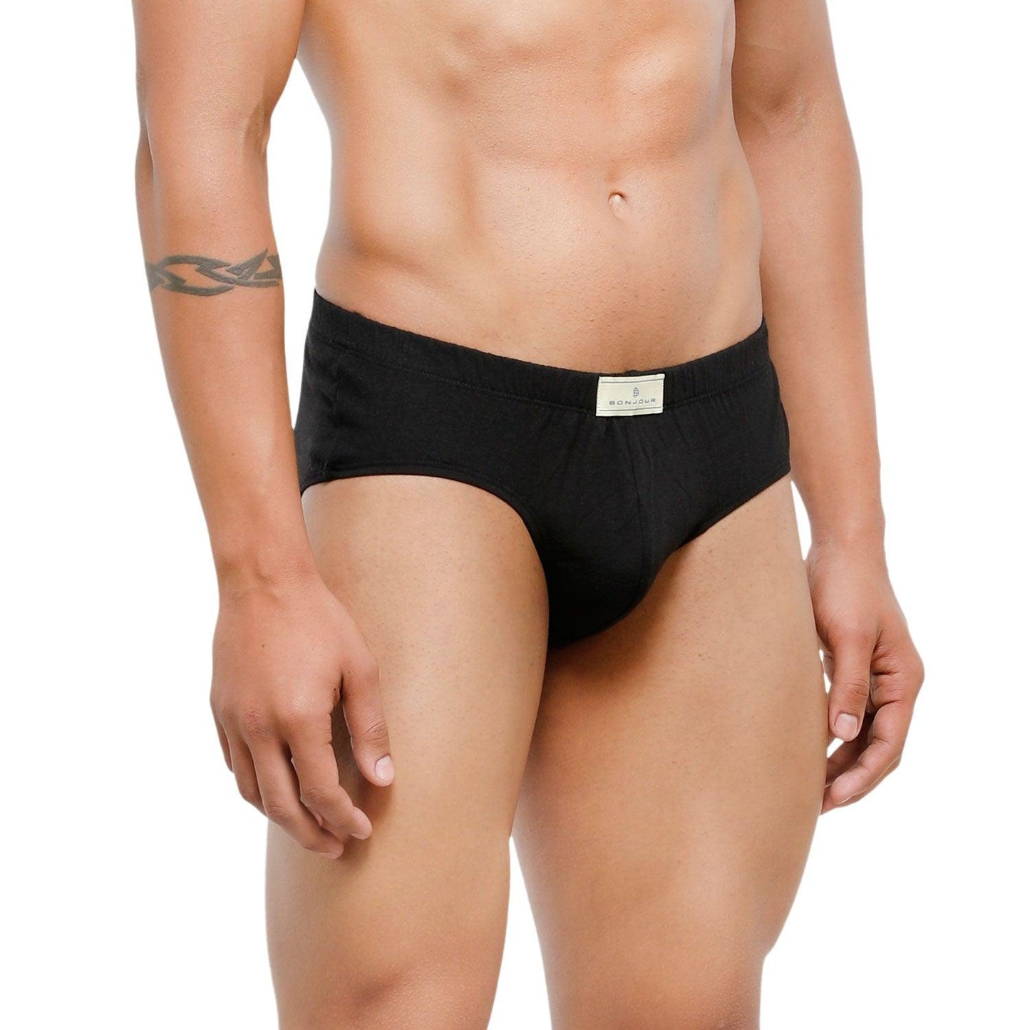Men's Low-Rise Classic Cotton Briefs In Black Color - Pack Of 2