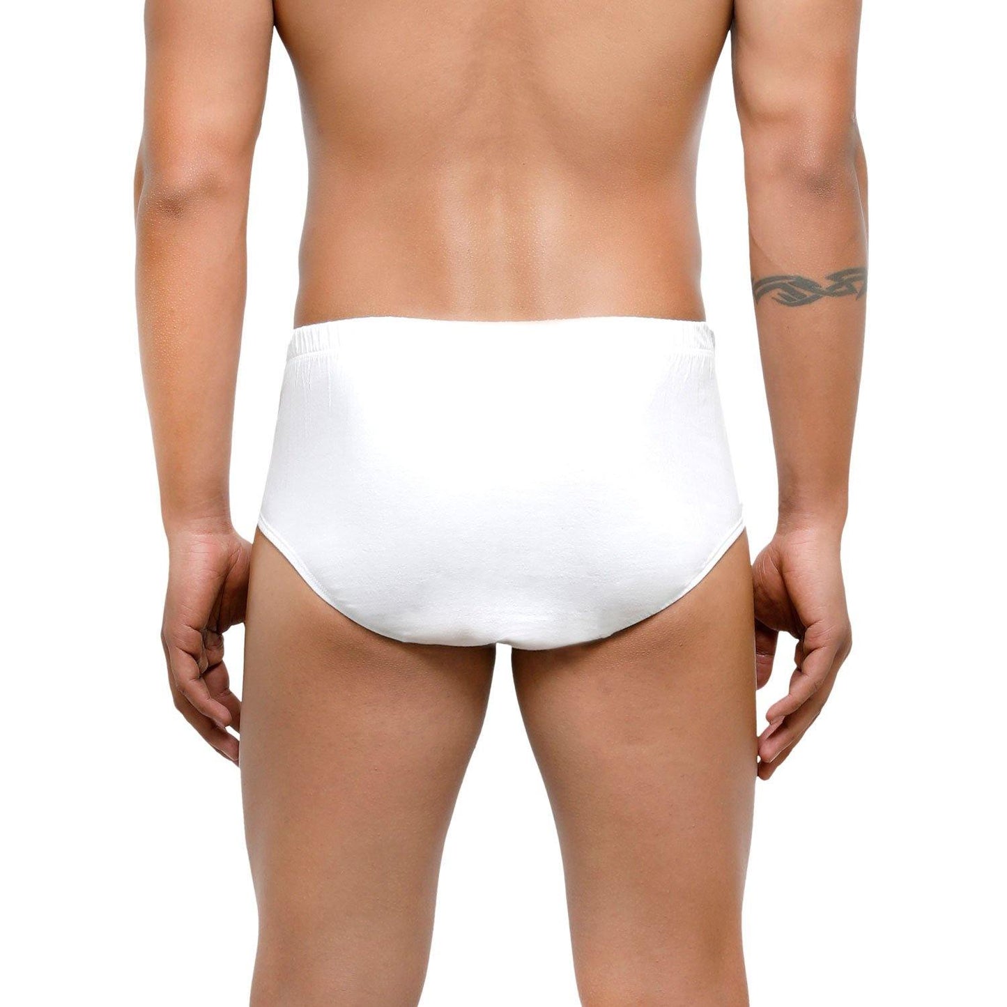 Men's Low-Rise Classic Cotton Briefs in White Combo - Pack Of 2 - Bonjour Group