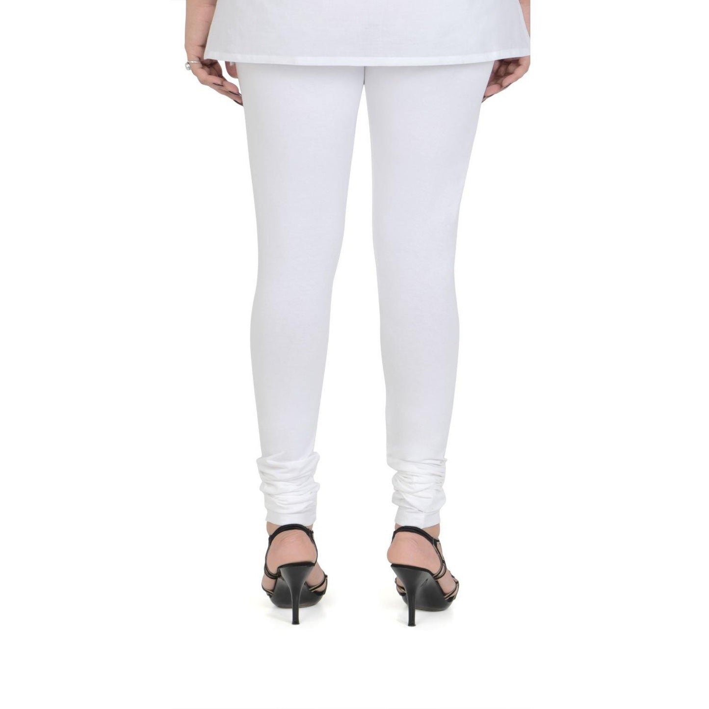 Vami Women's Cotton Stretchable Churidar Legging - White - Bonjour Group