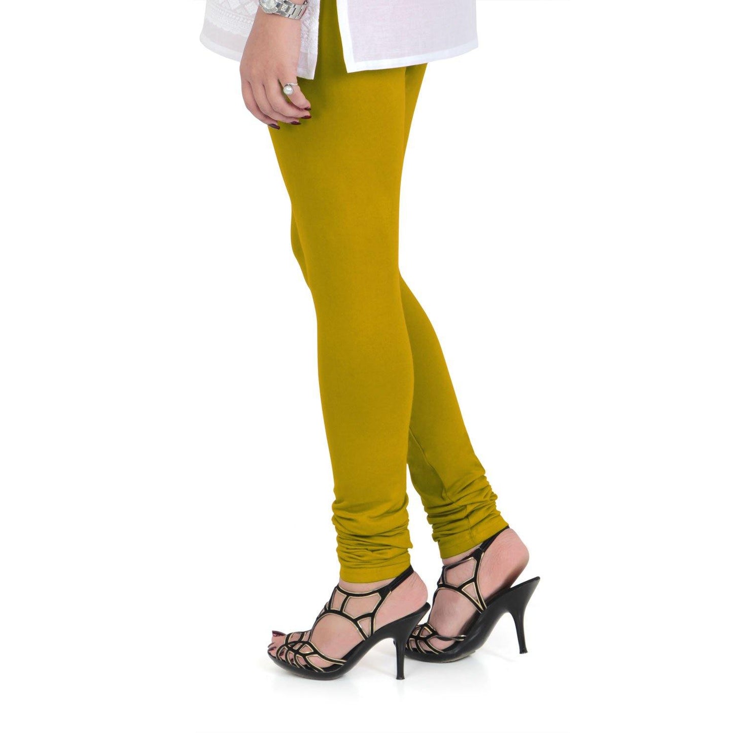 Vami Women's Cotton Stretchable Churidar Legging - Golden - Bonjour Group