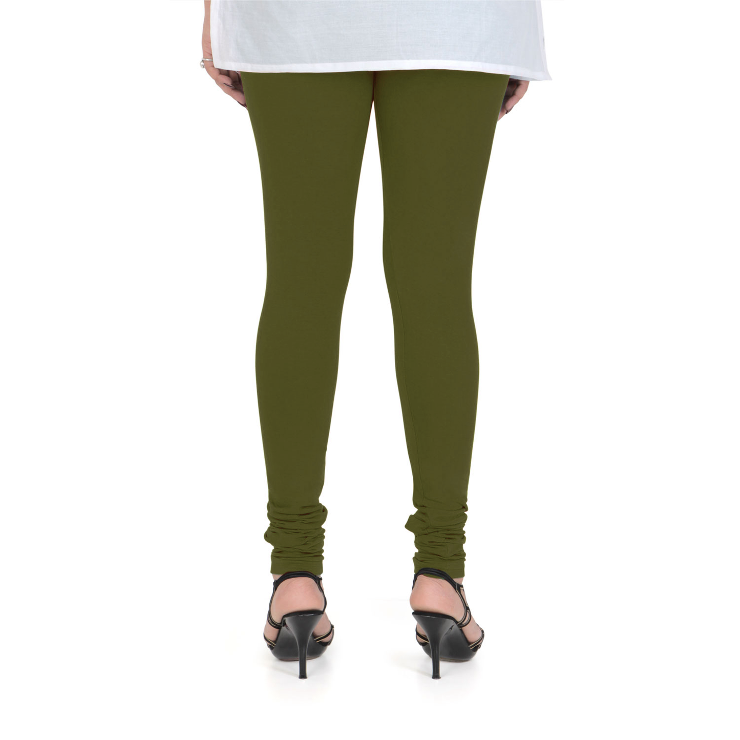 Vami Women's Cotton Stretchable Churidar Legging - Olive - Bonjour Group