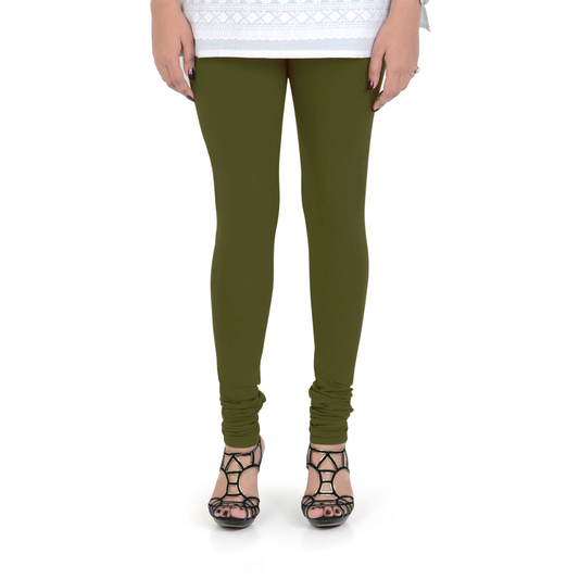 Vami Women's Cotton Stretchable Churidar Legging - FourLeaf Green - Bonjour Group