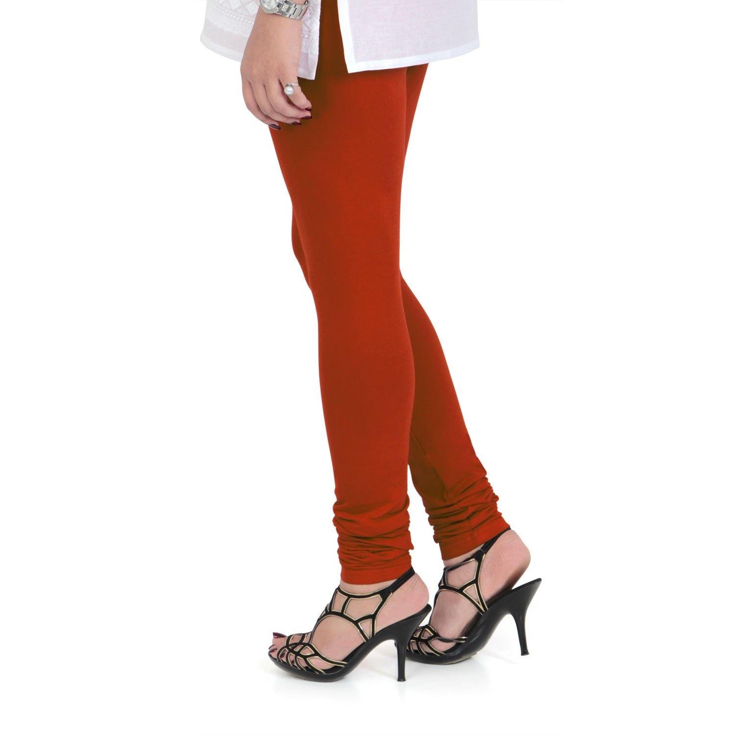 Vami Women's Cotton Stretchable Churidar Legging - Scarlet Red - Bonjour Group
