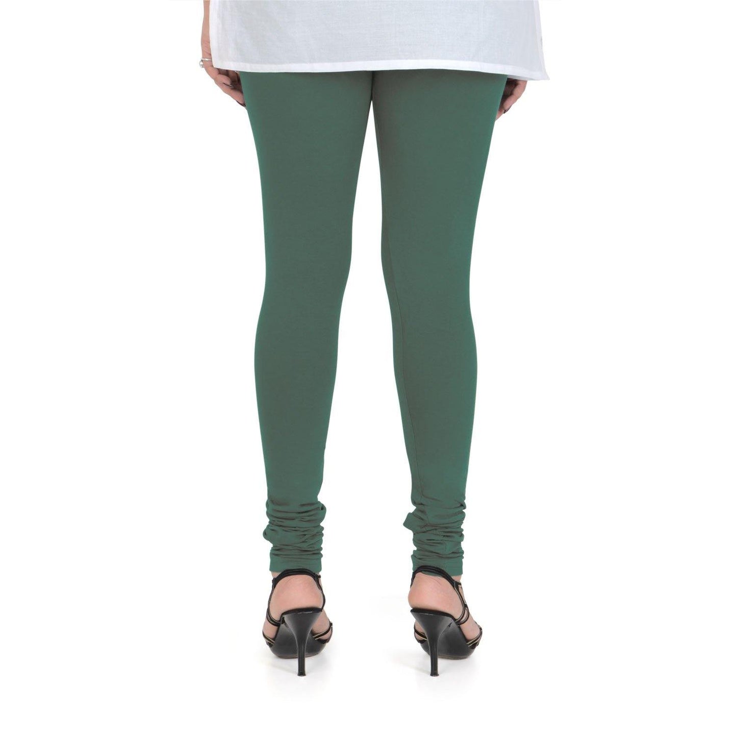 Vami Women's Cotton Stretchable Churidar Legging - Forest Green - Bonjour Group