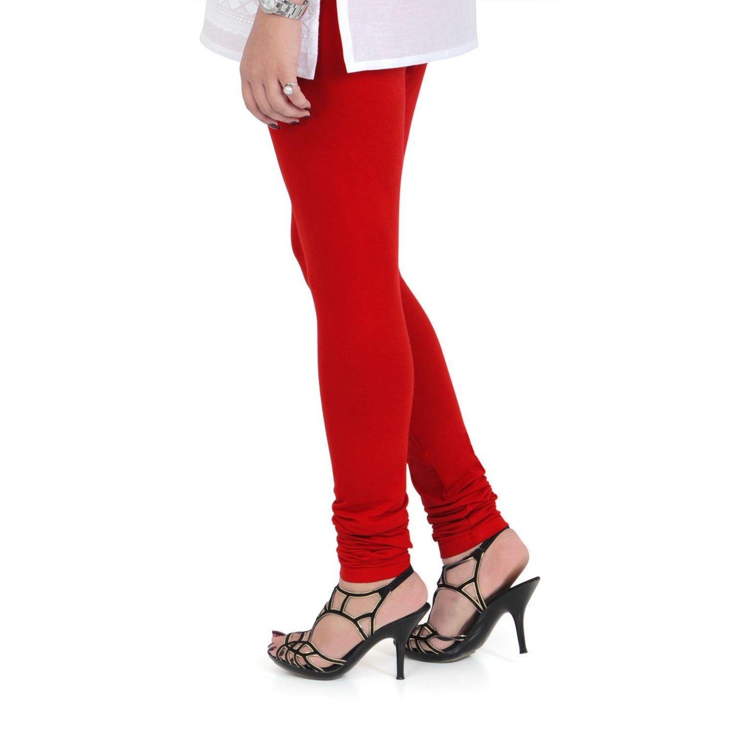 Vami Women's Cotton Stretchable Churidar Legging - True Red - Bonjour Group