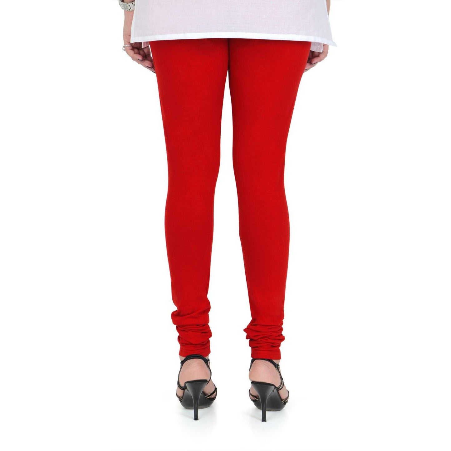 Vami Women's Cotton Stretchable Churidar Legging - True Red - Bonjour Group