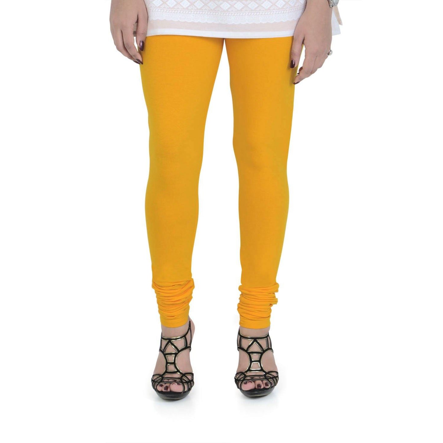 Vami Women's Cotton Stretchable Churidar Legging - Golden Glow - Bonjour Group