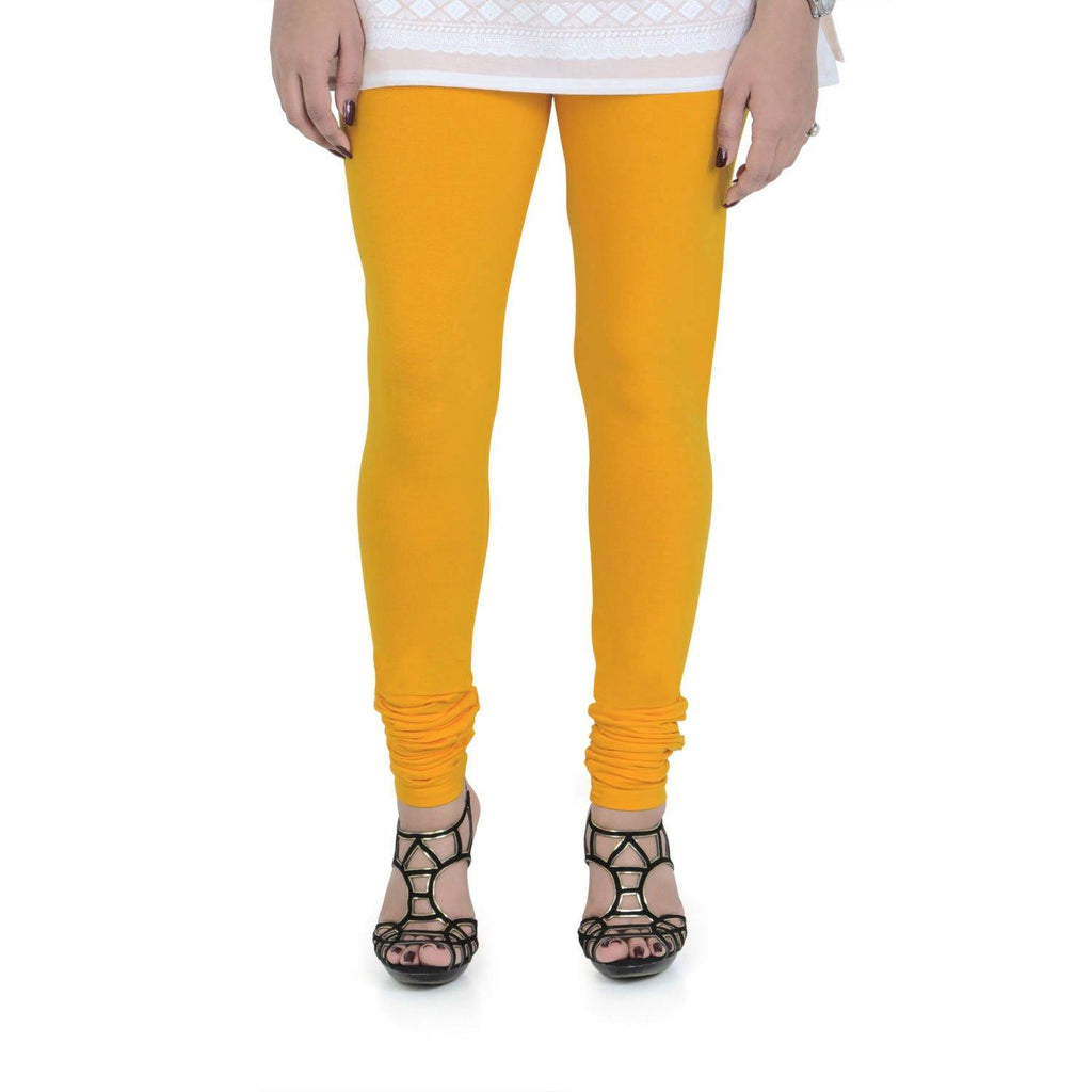 Vami Women's Cotton Stretchable Churidar Legging - Golden Glow - Bonjour Group