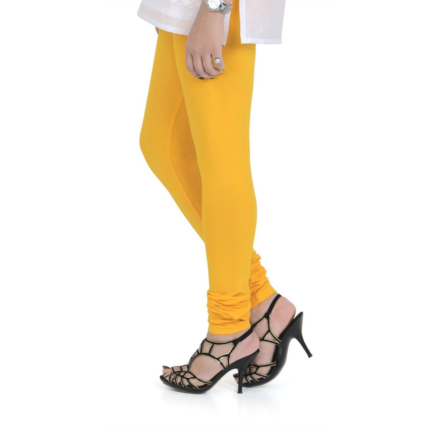 Vami Women's Cotton Stretchable Churidar Legging - Golden Glow - Bonjour Group