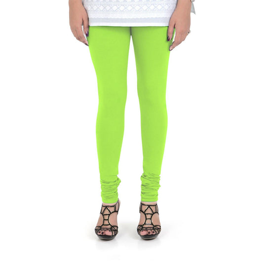 Vami Women's Cotton Stretchable Churidar Legging - Shocking Lime - Bonjour Group
