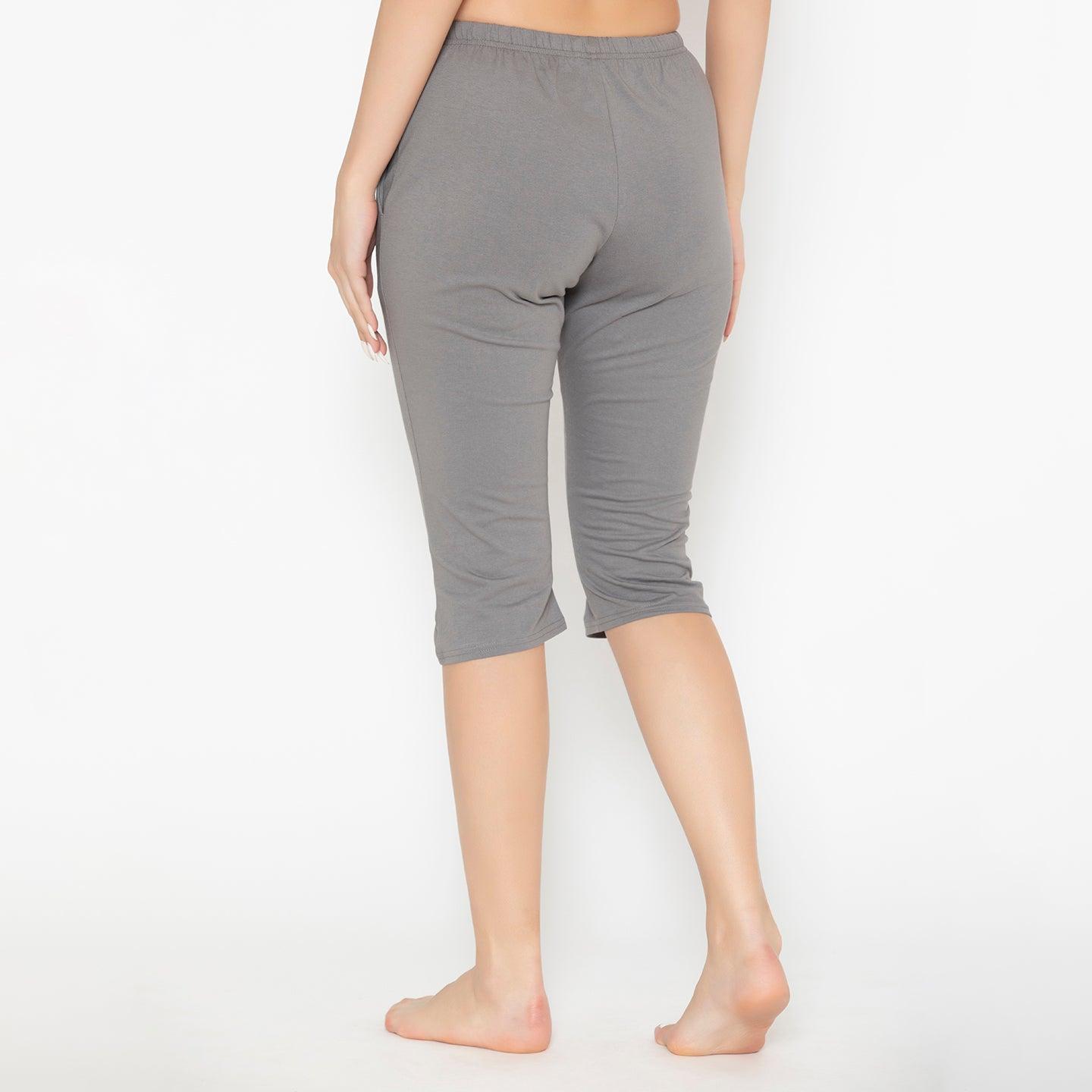 Women's Plain Knitted Capri - Charcoal Grey