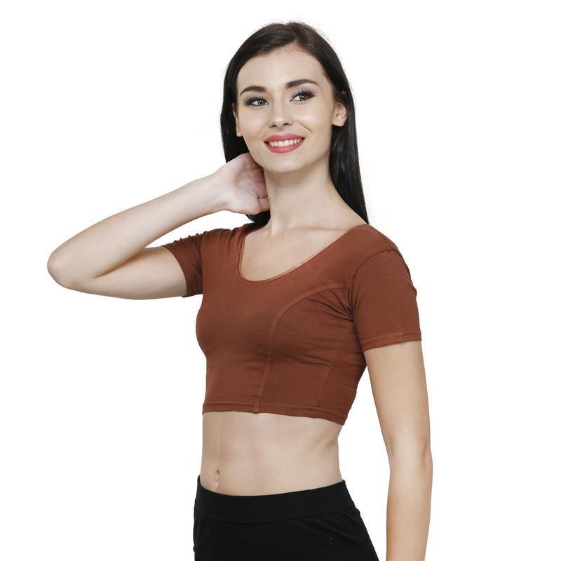 Vami Women's Cotton Stretchable Readymade Blouses - Baked Apple - Bonjour Group