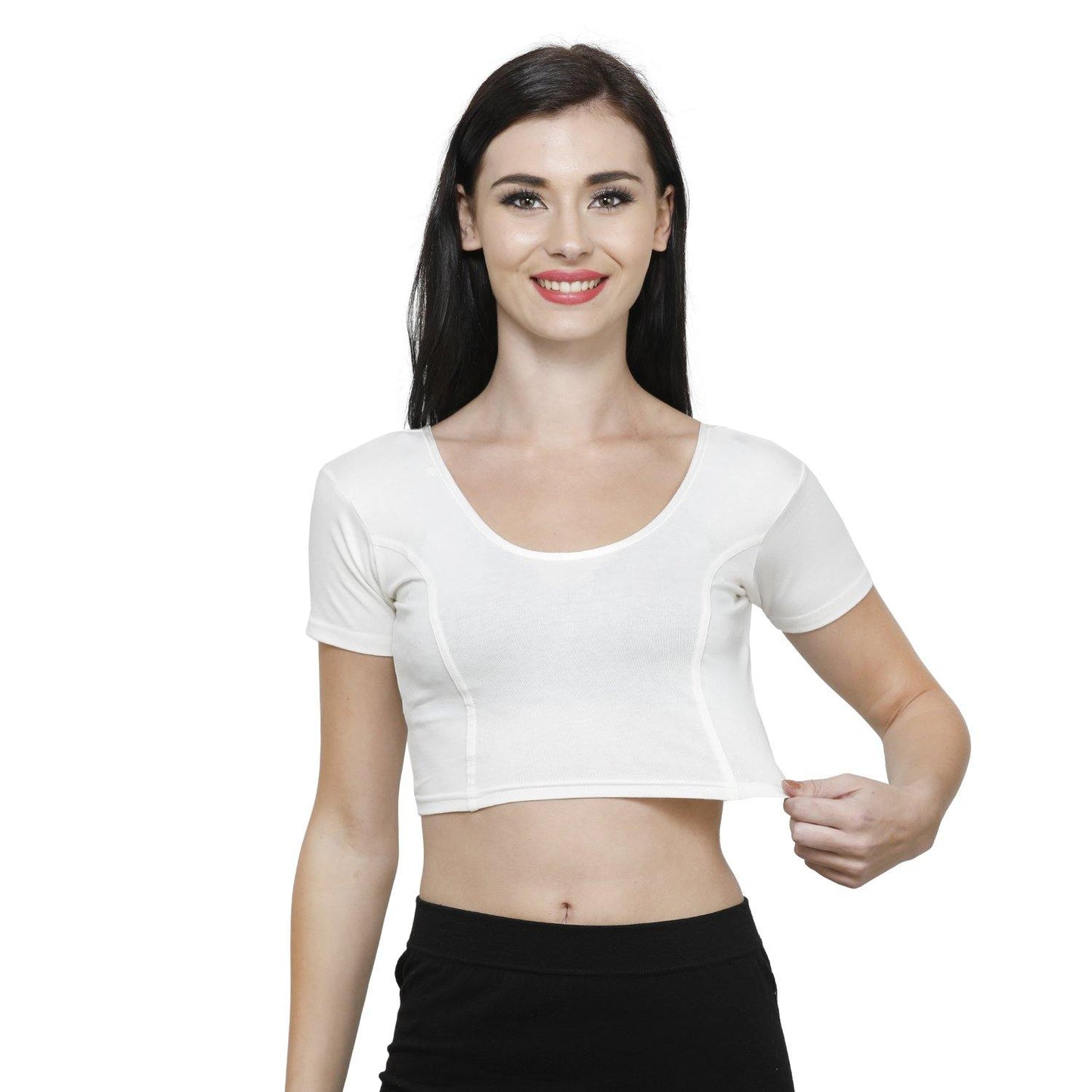 Vami Women's Cotton Stretchable Readymade Blouses - Off White - Bonjour Group