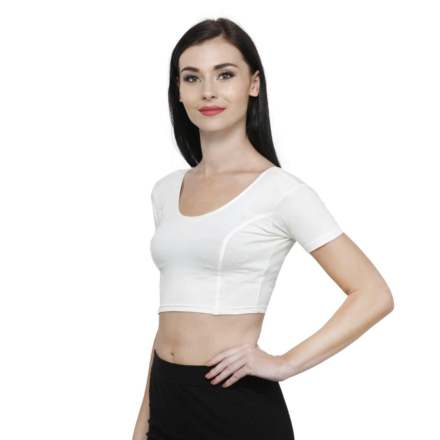 Vami Women's Cotton Stretchable Readymade Blouses - Off White - Bonjour Group