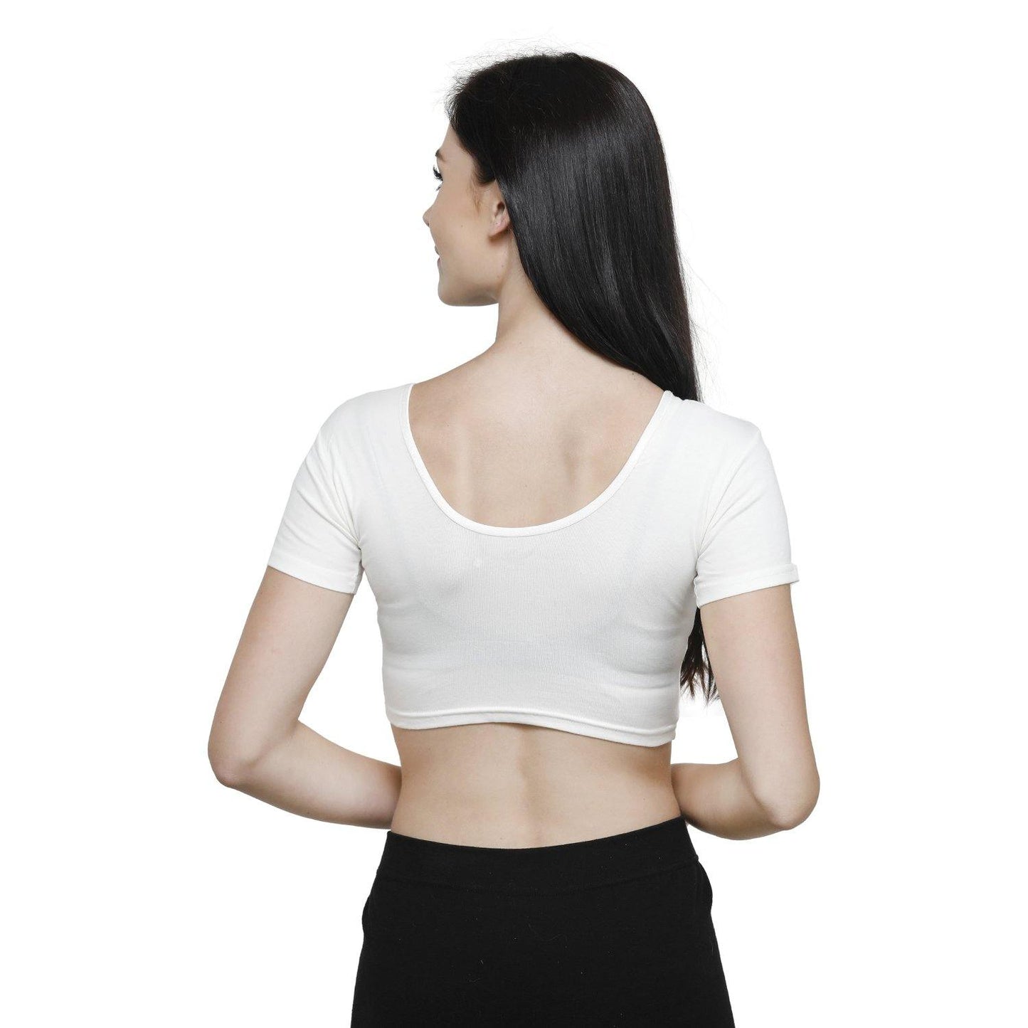 Vami Women's Cotton Stretchable Readymade Blouses - Off White - Bonjour Group