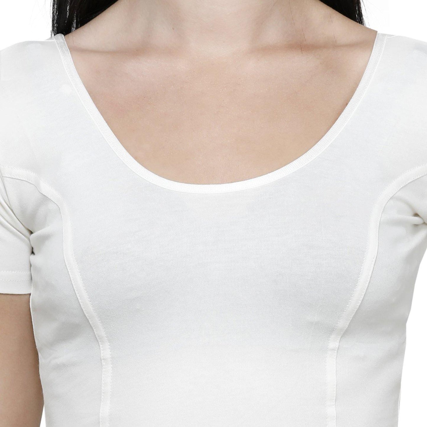 Vami Women's Cotton Stretchable Readymade Blouses - Off White - Bonjour Group