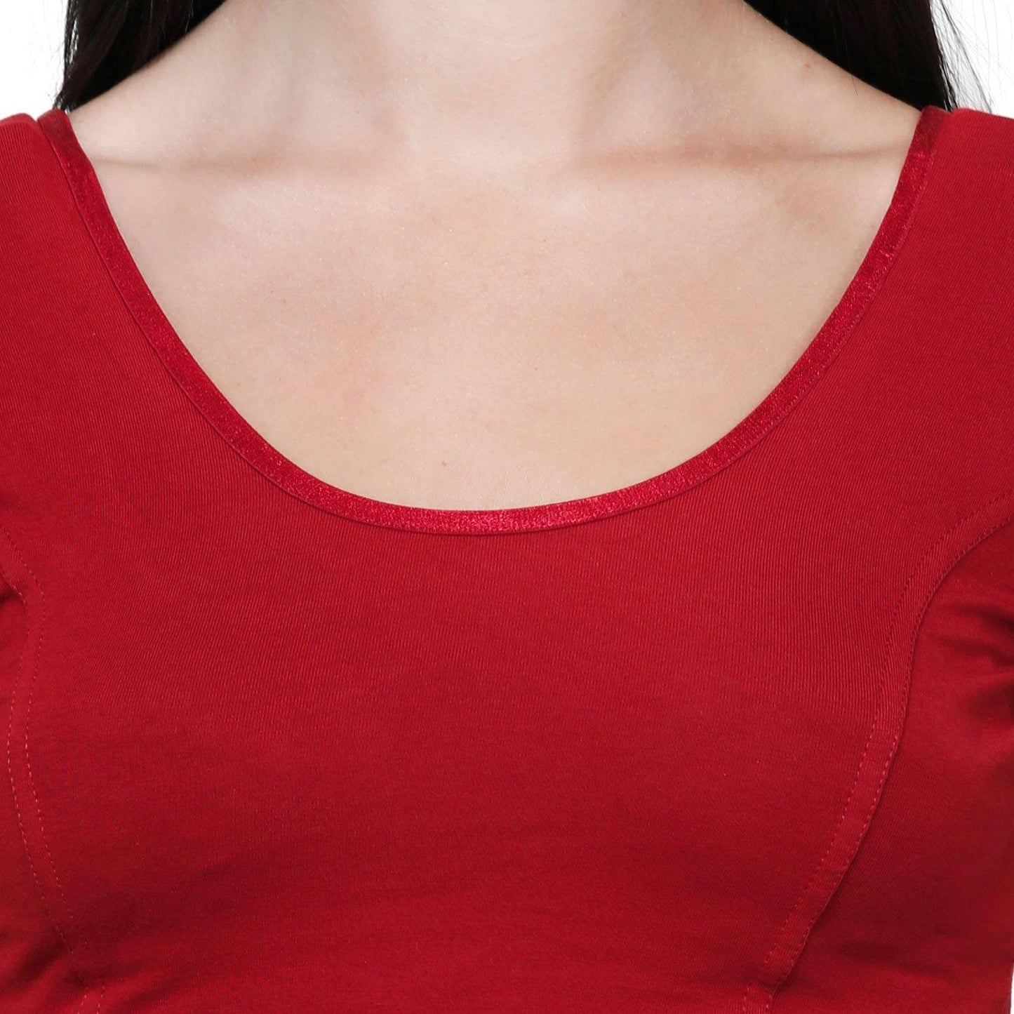 Vami Women's Cotton Stretchable Readymade Blouses - Red - Bonjour Group