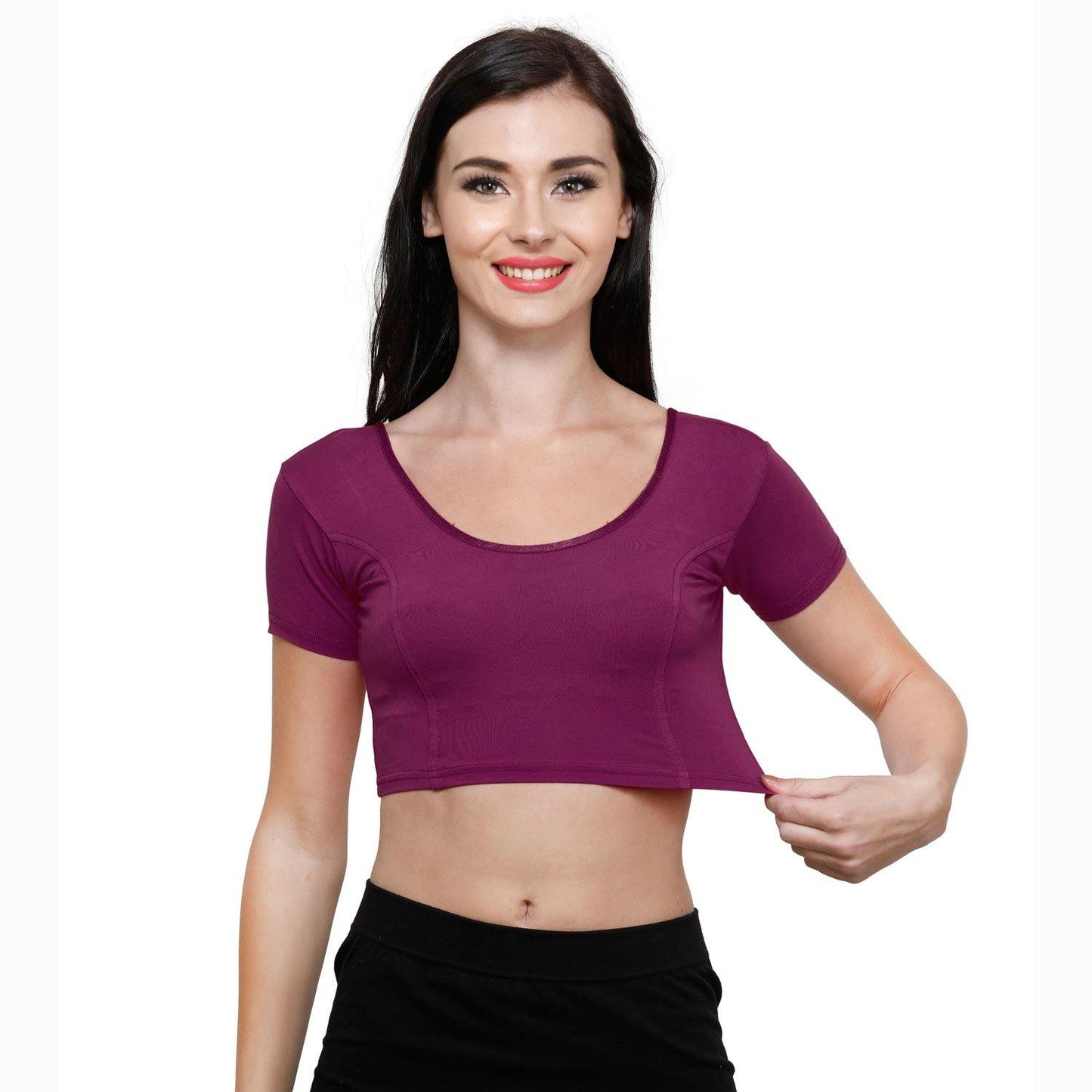 Vami Women's Cotton Stretchable Readymade Blouses - Violet - Bonjour Group