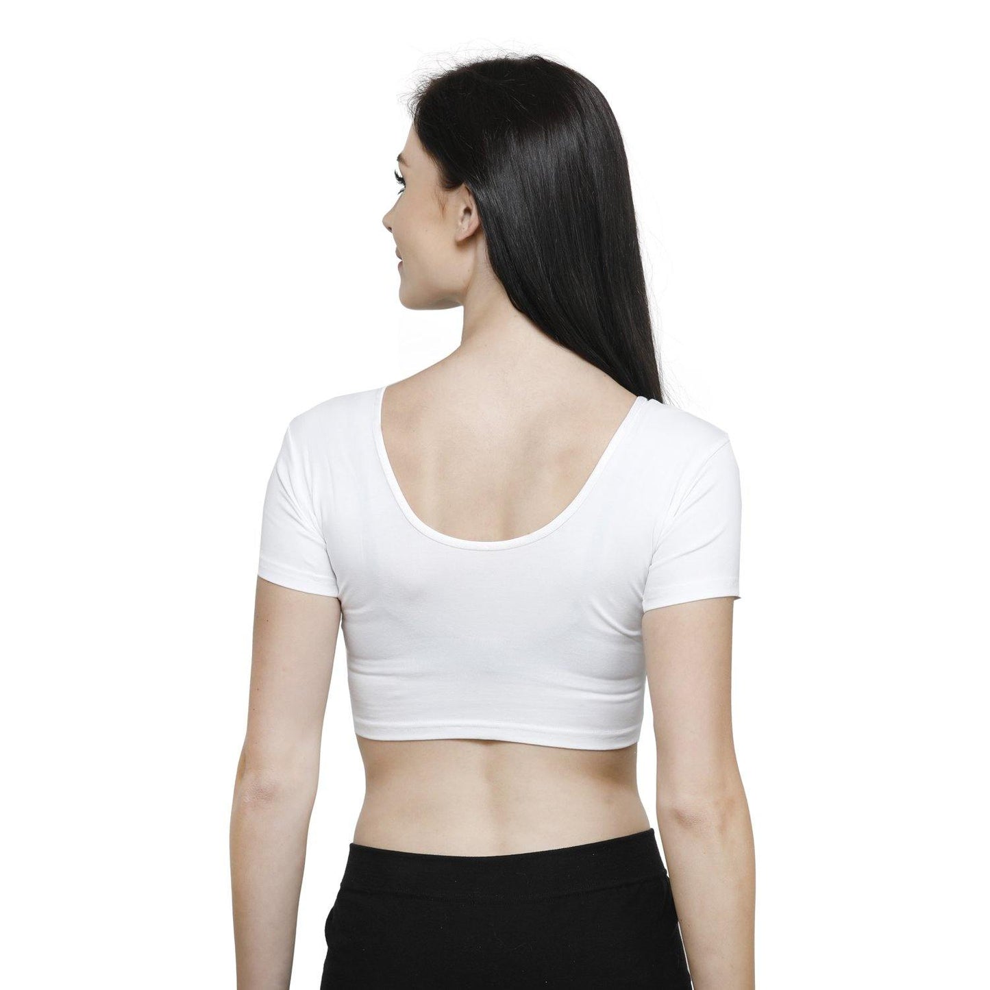 Vami Women's Cotton Stretchable Readymade Blouses - White - Bonjour Group
