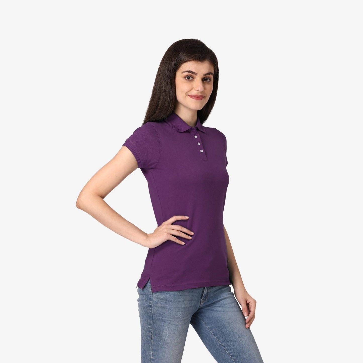 Women's Half Sleeve Polo T-Shirt - Dark Purple