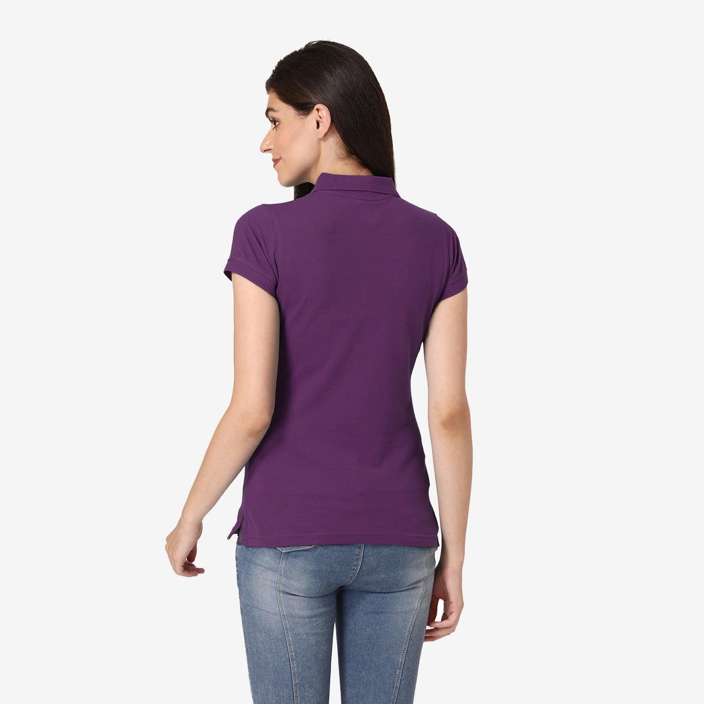 Women's Half Sleeve Polo T-Shirt - Dark Purple