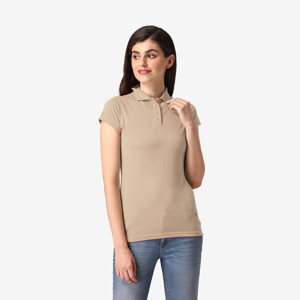 Women's Half Sleeve Polo T-Shirt - Wisper Pink