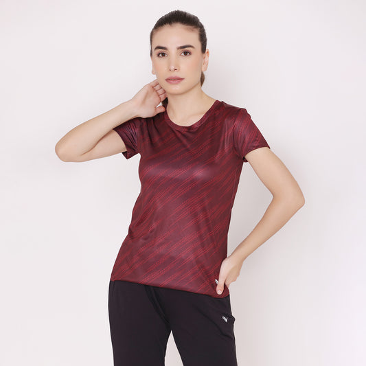 Women's Round Neck Half Sleeves Gym Sports T-Shirt
