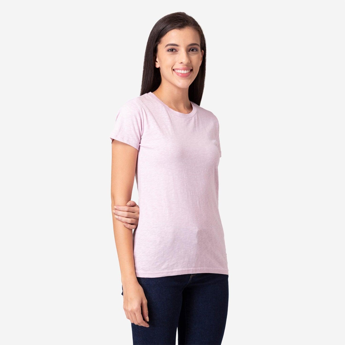 Plain Half Sleeve T-Shirt For Ladies