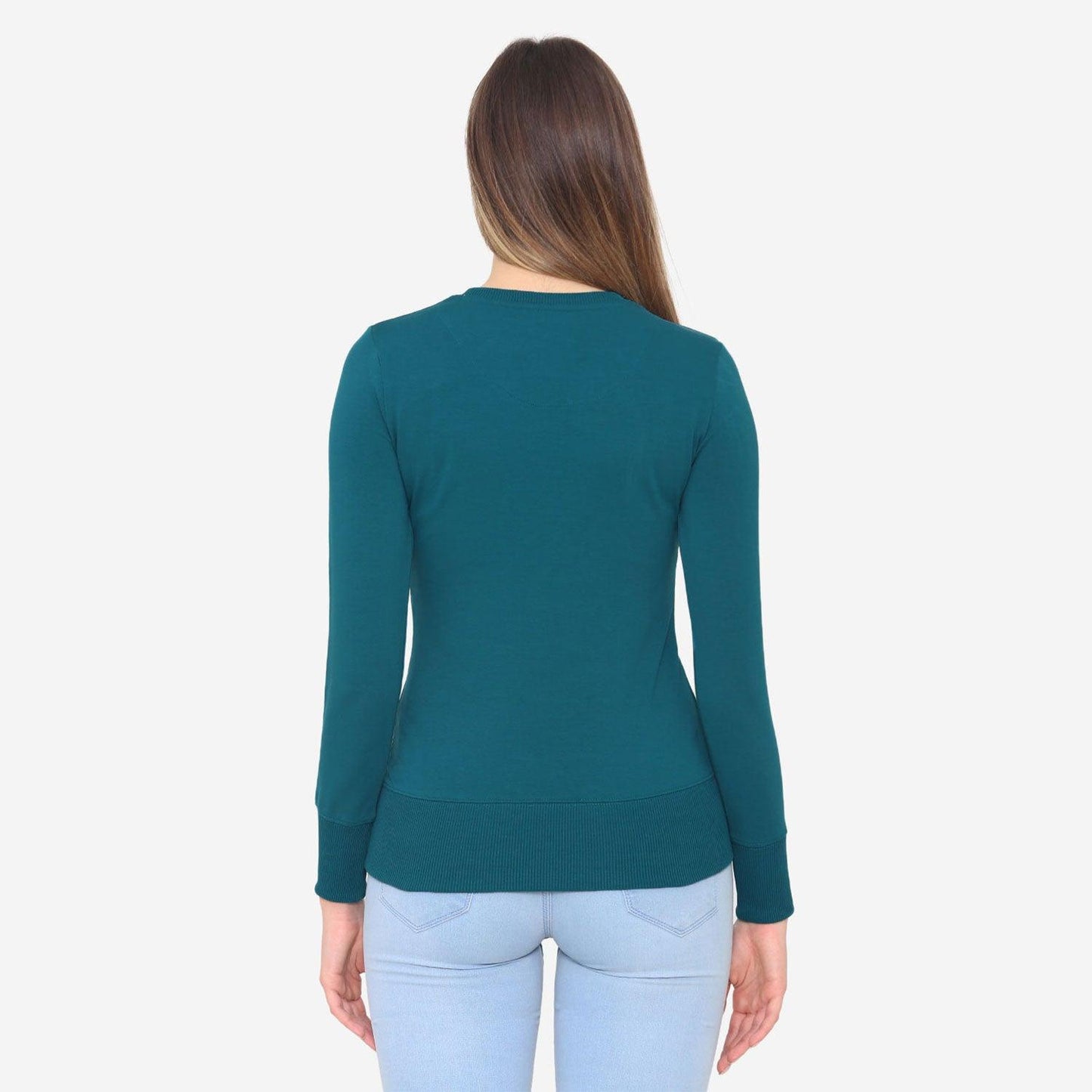 Plain Round Neck Full Sleeve T-Shirt For Women