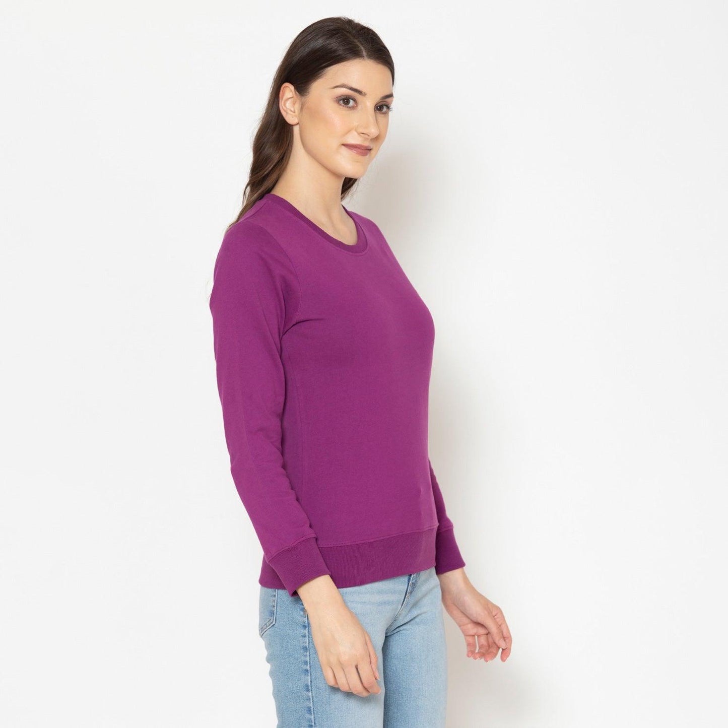 Women's Plain Casual T-Shirt - Magenta Purple