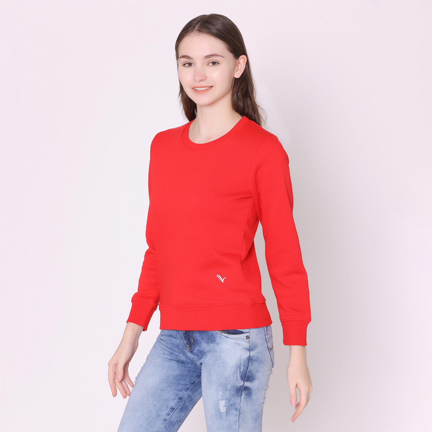 Women's Solid Color Round Neck Full Sleeve Sweatshirt -