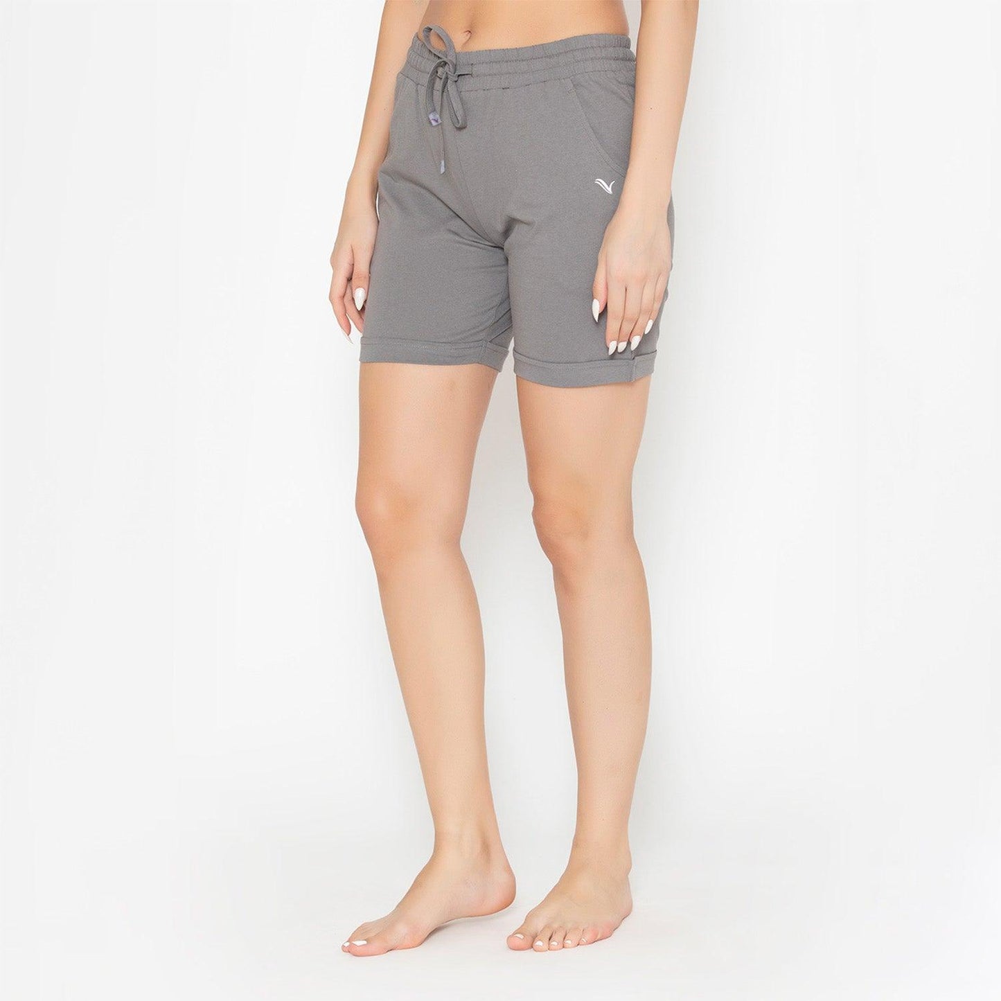 Cotton Shorts For Women - Charcoal Grey