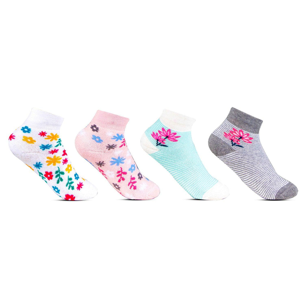 Fashion Socks With Floral prints -Pack Of 4