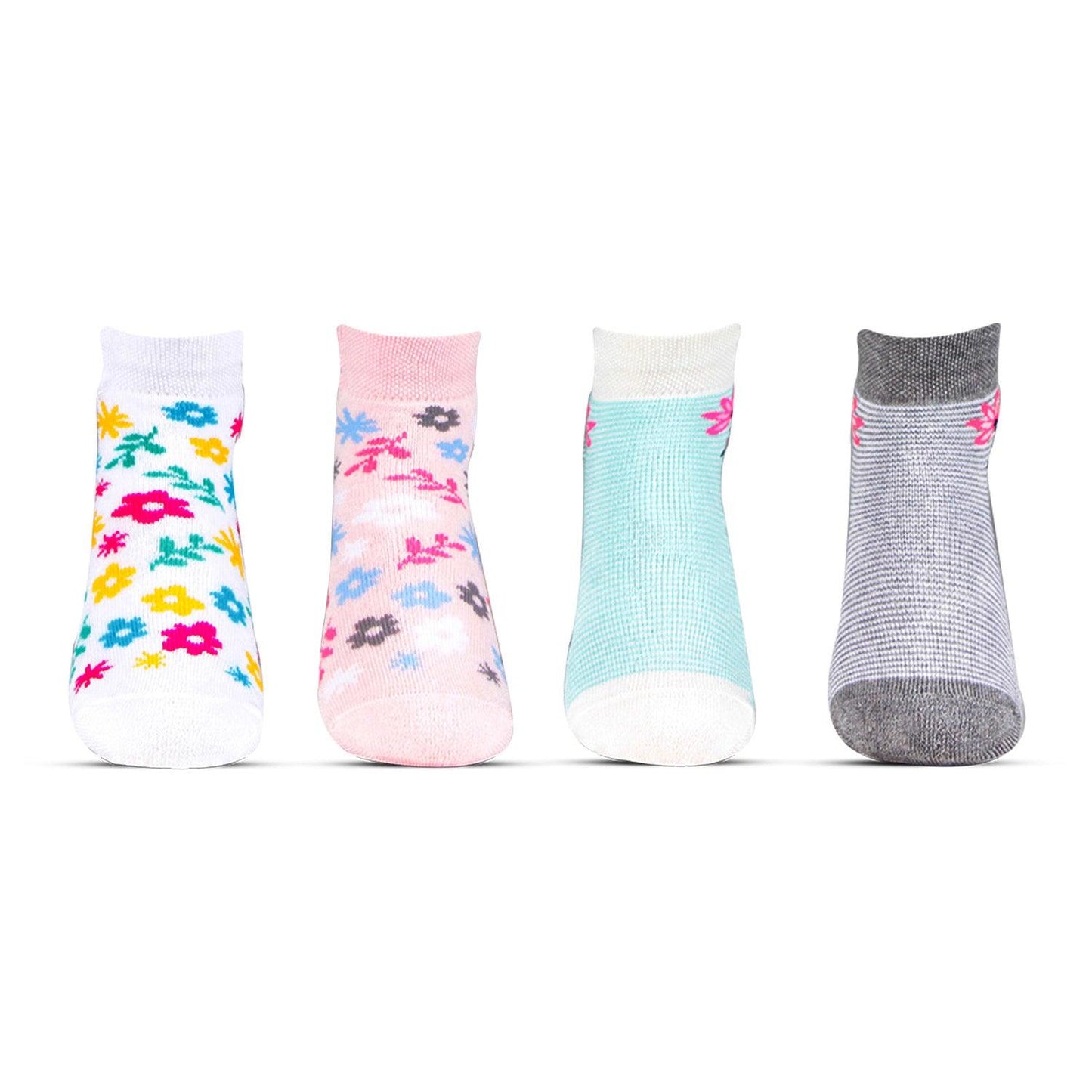 Fashion Socks With Floral prints -Pack Of 4