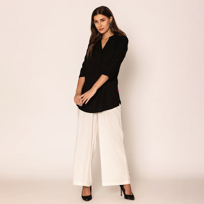 Women's Solid Short Kurti-Black