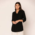 Women's Solid Short Kurti-Black