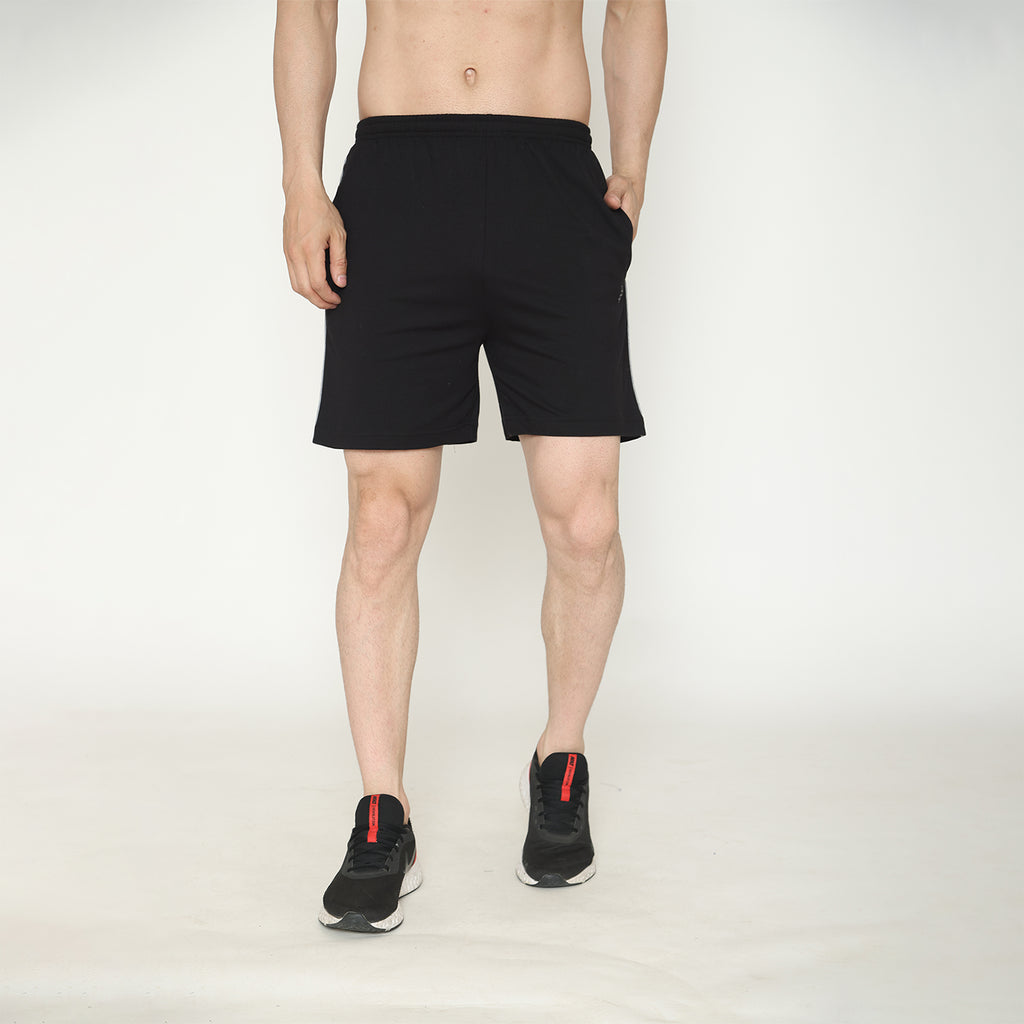 Men's Solid Knitted Shorts - Black
