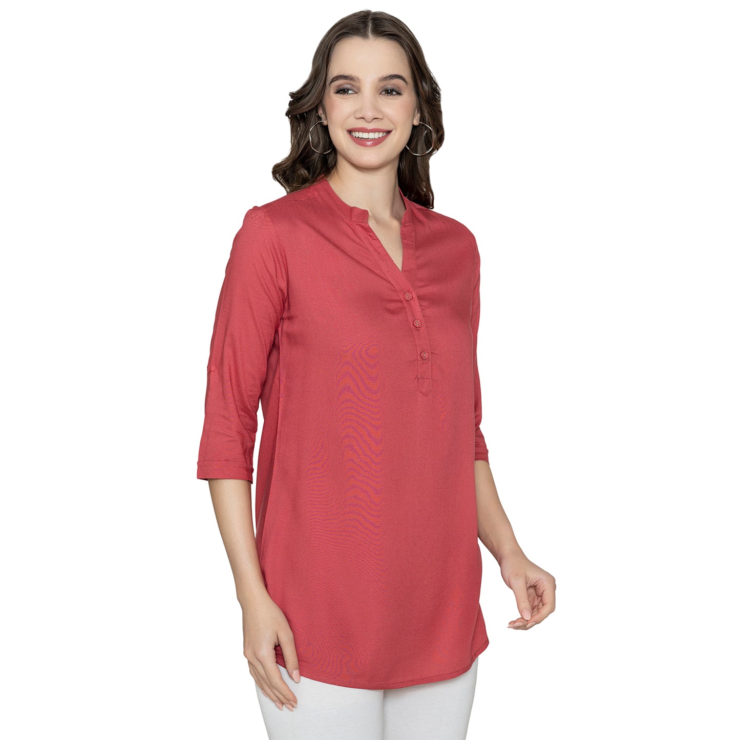 Women Fine Rayon Solid Short Kurtis - Holly Berry