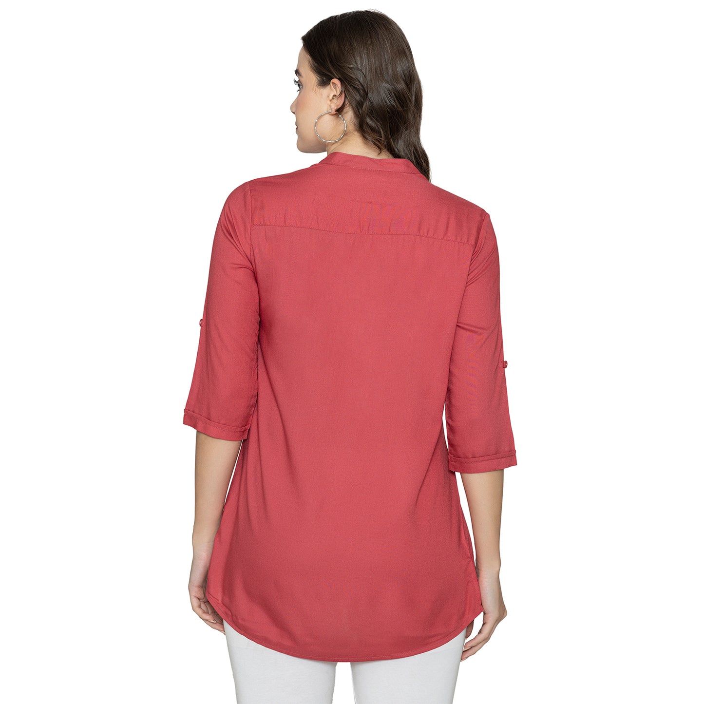 Women Fine Rayon Solid Short Kurtis - Holly Berry