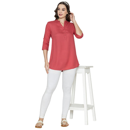 Women Fine Rayon Solid Short Kurtis - Holly Berry