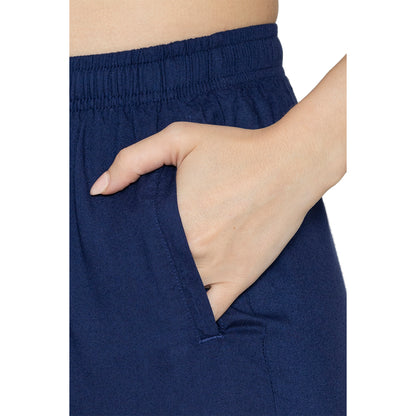 Women Solid Woven Viscose Palazzos - Navy