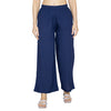 Women Solid Woven Viscose Palazzos - Navy