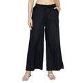 Women Solid Woven Viscose Palazzo - Black