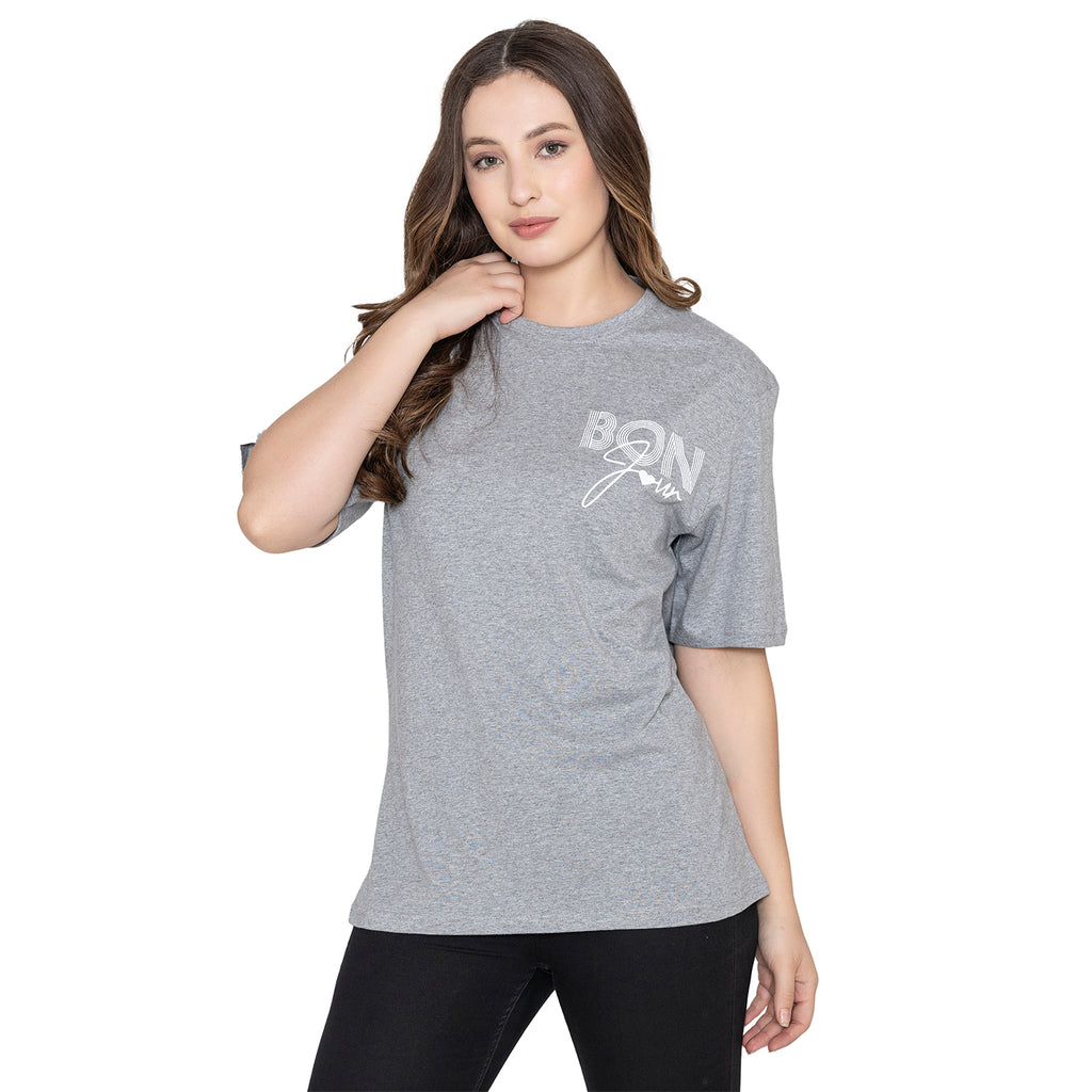 Women's Cotton Regular T-Shirt - Light Grey Mel
