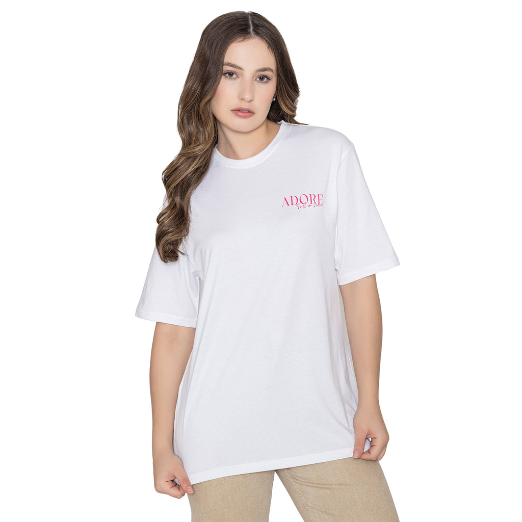 Women's Graphic Printed Cotton T-Shirt - White