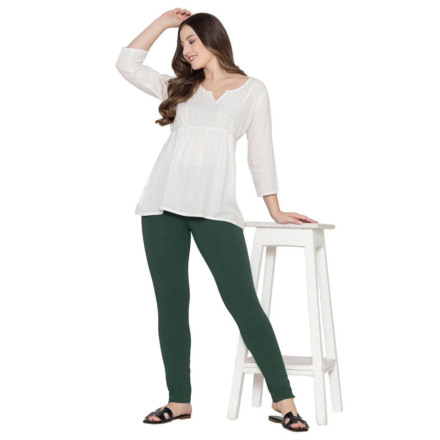 Women Soft Cotton Kurti Pant - Forest Green