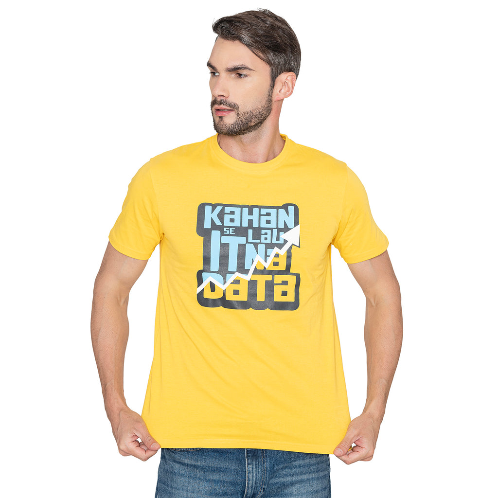 Men's Printed Cotton T-Shirt - Daffodil