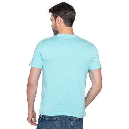 Men's Printed Cotton T-Shirt - Aruba Blue