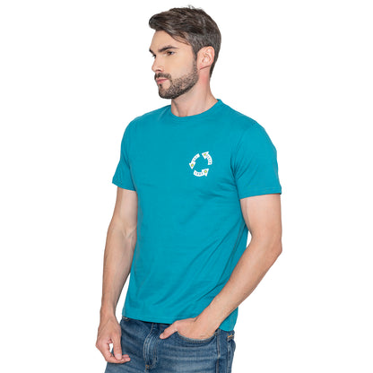 Men's Printed Cotton T-Shirt - Harbor Blue