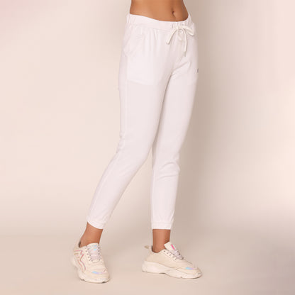 Slim Fit Joggers For Women - White